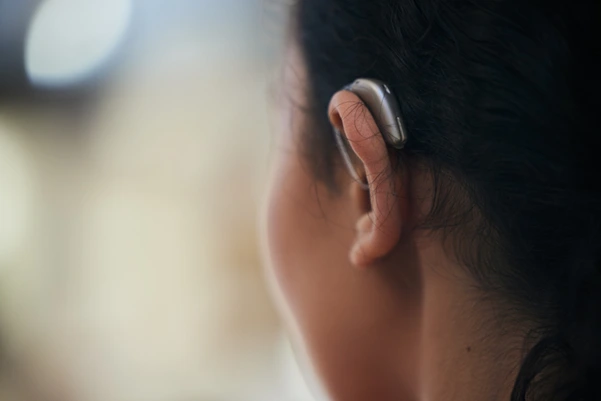 A woman with hearing loss health issue