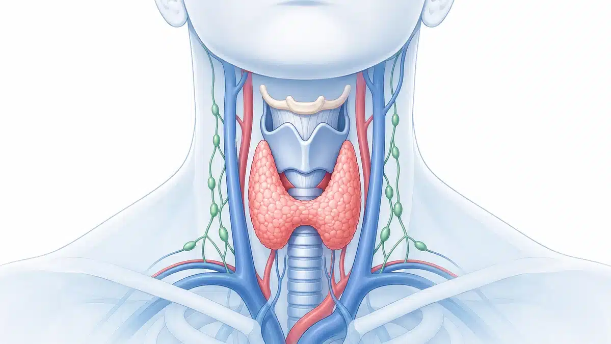 Head and Neck Specialist Singapore Thyroid Anatomy Medical illustration of the thyroid gland and neck anatomy used by a head and neck specialist Singapore for diagnosis and treatment planning.